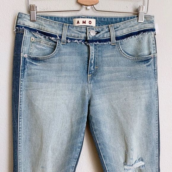 AMO Revolve two tone distressed skinny crop jeans - Picture 3 of 8